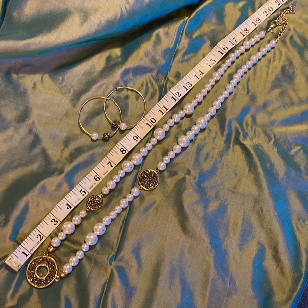 Chico’s Necklace and Hoop Earrings